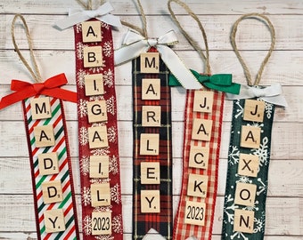 Personalized Scrabble Ornament For Christmas Custom Scrabble Ornaments, Personalized Name Ornament, 2024 Ornament For Family, Coworker Gift