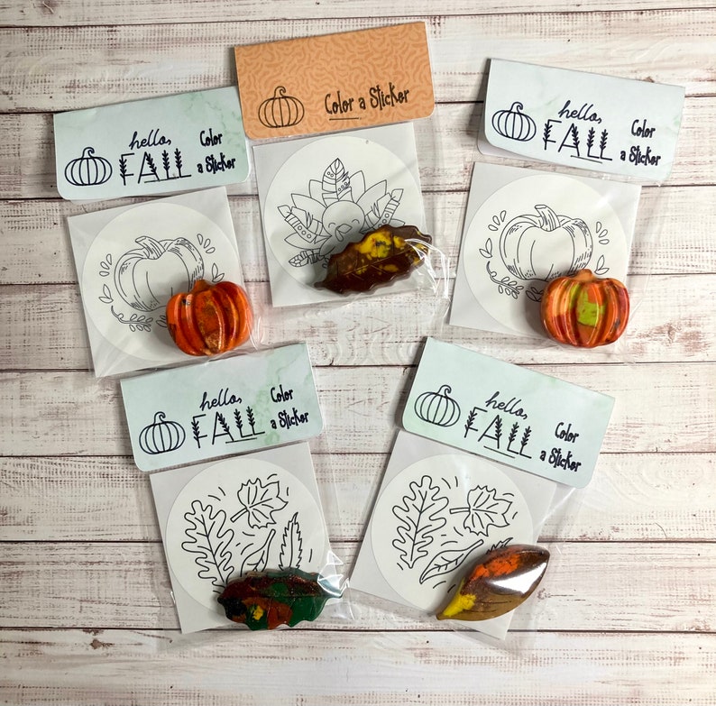 Fall Crayon Party Favor, Halloween Party Favor With Sticker and Crayon ...