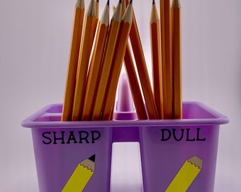 Sharp-Dull Pencil Holder,Pencil Shaped Pen Holder,Funny Pencil Storage  Organizer Pencil Container Dispenser,Pencil Holder for Primary School  Teachers