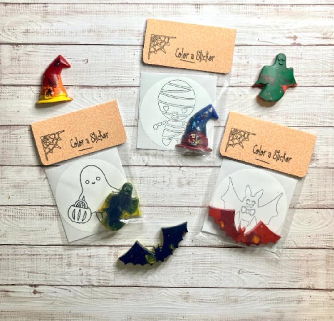 Halloween Crayon Party Favor With Sticker Fall Party Favor Etsy