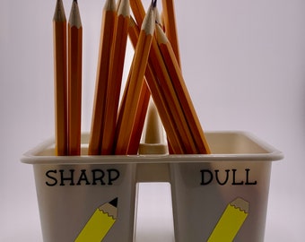 Sharp-Dull Pencil Holder,Pencil Shaped Pen Holder,Funny Pencil Storage  Organizer Pencil Container Dispenser,Pencil Holder for Primary School  Teachers
