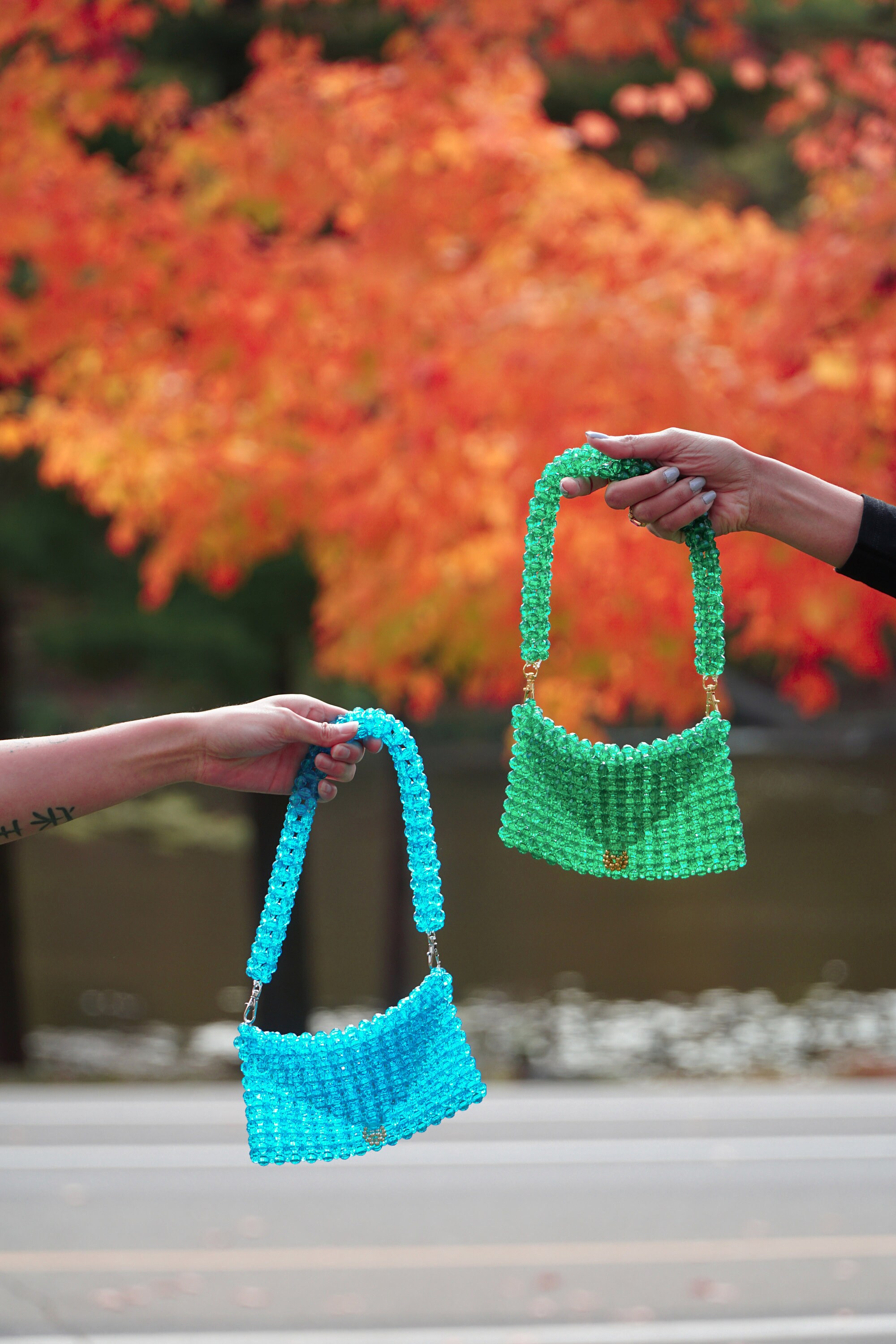 ショルダーバッグ・ポシェット RUBATI Handmade Tassel Wooden Bead Bag Green Wooden Beads Mini Bag (GREEN) - rubati