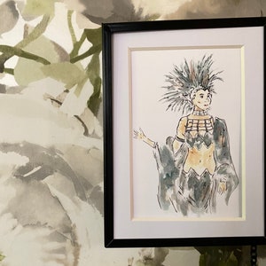 Cher in Bob Mackie Water Color Ink Print