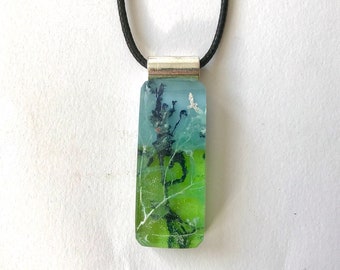 landscape fused glass pendant "free spirit", birthday gift for her, mothers day gift, statement necklace, empowerment gift for woman