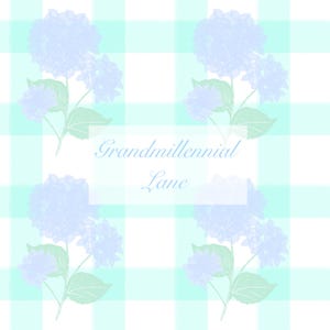 Gingham hydrangea Grandmillennial hydrangea bow pattern seamless
