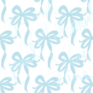 Blue Bow Grandmillennial pastel scallop seamless pattern