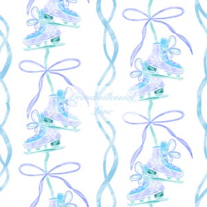 Hand painted ice skates watercolor
