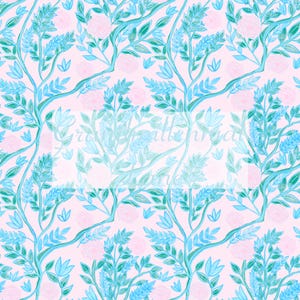 Pink chinoiserie Hand painted chinoiserie watercolor