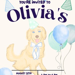 Customized Dog birthday invitation, Happy Birthday digital download