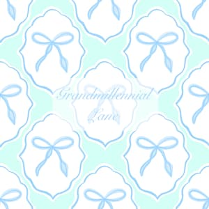 Bow Grandmillennial hydrangea bow pattern seamless