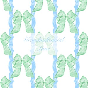 Bow Grandmillennial hydrangea bow pattern seamless