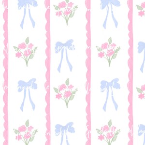 Exclusive for 6 months, pink, blue and pretty Grandmillennial Seamless pattern, Grandmillenial flowers, scalloped seamless pattern