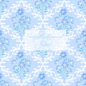 Blue lattice Grandmillennial bow pattern seamless