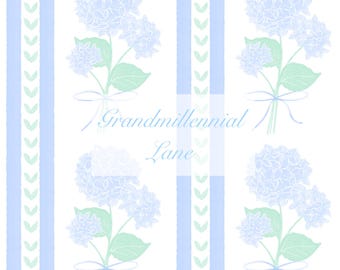 Hydrangea Grandmillennial bow pattern seamless
