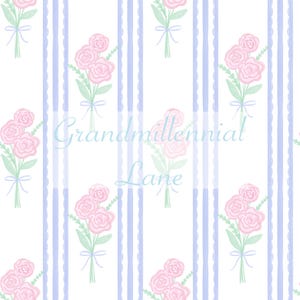 Preppy Grandmillennial pastel scallop seamless pattern