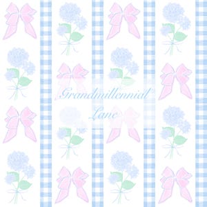 Grandmillennial hydrangea bow pattern seamless