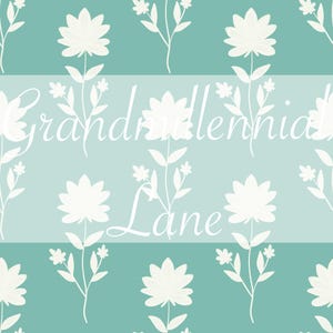 Boho green Grandmillennial Seamless pattern, Grandmillenial flowers, scalloped seamless pattern