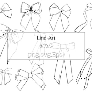 Hand Drawn Bow Clip Art İllustration,Ribbon Bow Drawing,Line Art Bow SVG,PNG,EPS Cricut File İnstant Download ink Drawings.
