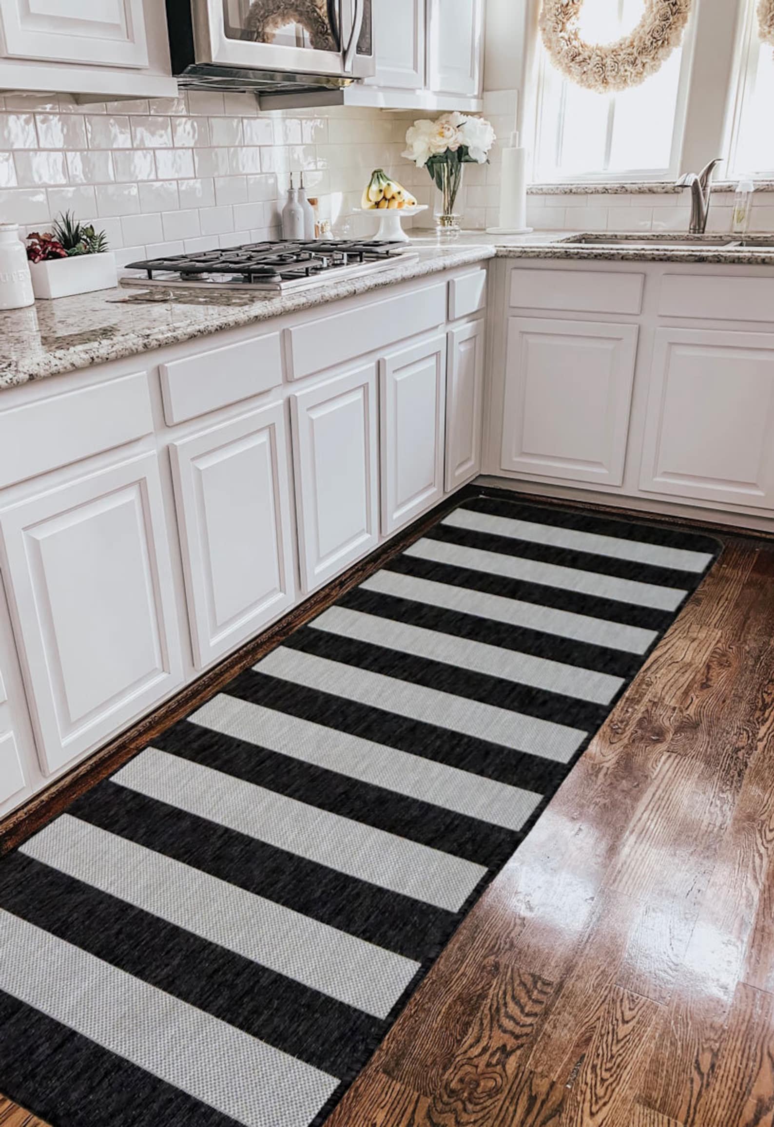 Striped runner rug 2.2x6.5 Non slip kitchen rug runner Low Etsy