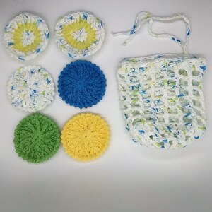 New Facial Scrubby Set, 4 Rigid, 2 Exfoliator Pads, 100% Cotton, Washable and Reusable Make-up Remover with Bag