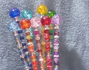 14 Inch Fairy Garden Stake, Beaded Garden Wand, Garden Baubles