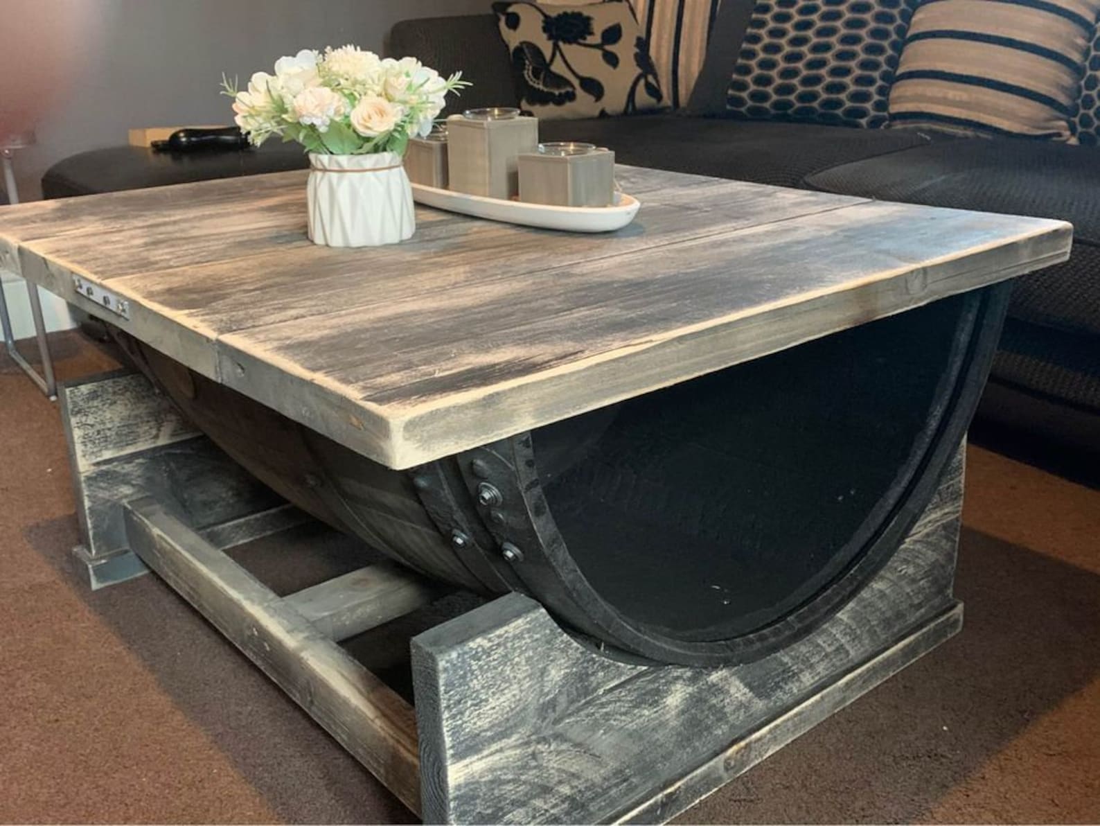 Stunning Rustic Hand Made to order Beer Barrel Table Etsy