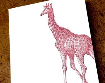 Giraffe Birthday Card: Letterpress Printed Blank Card