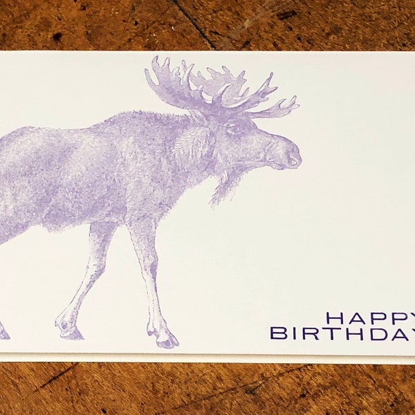 Moose Birthday Card: Letterpress Printed Blank Card