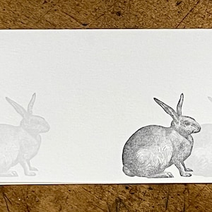 Letterpress Rabbit Blank Card: Pearl White Crane&#39;s Lettra
