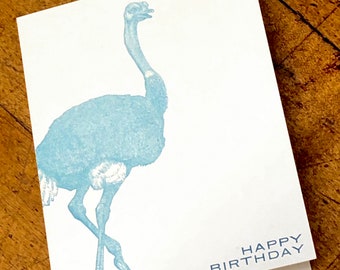 Ostrich - letterpress printed blank birthday card - FREE SHIPPING on orders over 35 dollars