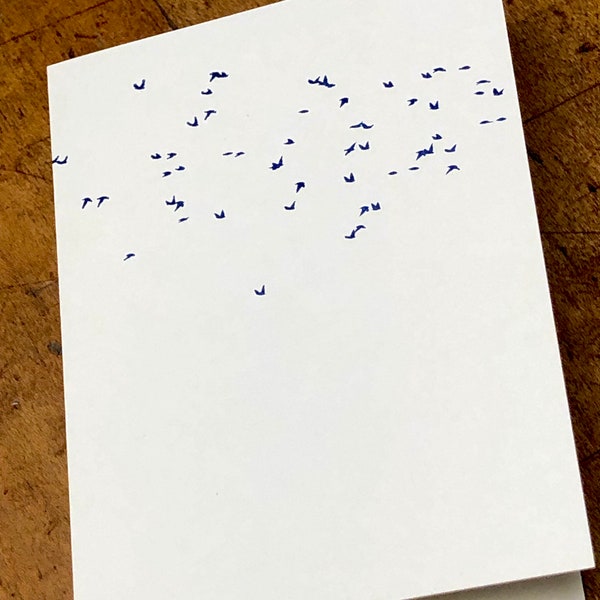 Flock of Birds - letterpress printed blank greeting card- FREE SHIPPING on orders over 35 dollars