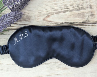 Personalised Sleep Mask Initials Luxury Pure Silk Double-Side Eyeshade