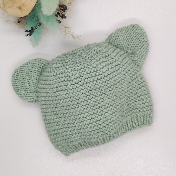 bonnet naissance ourson "Léna"