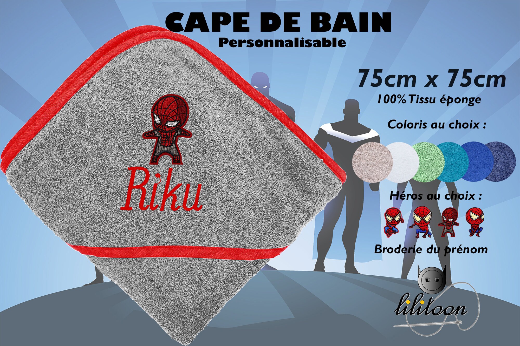 Cape de Bain Spider-Man 100% Personnalisable