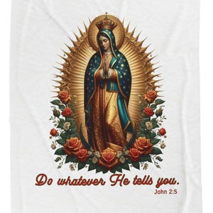 Throw Blanket, Virgin Mary&#39;s Last Documented Words, Bible Verse, Cozy Religious Bedding, Inspirational Quote, Christian Gift, Catholic Home