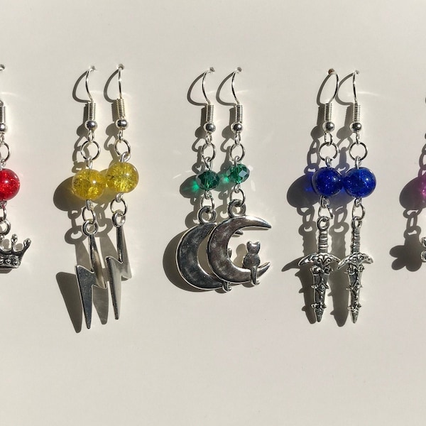 merlin earrings <3 - bbc merlin, merlin, arthur pendragon, gwaine, gwen, guinevere, morgana pendragon