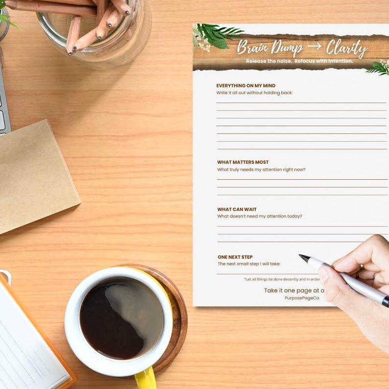 Brain Dump Printable | Mental Clarity Worksheet | Faith-based Reset ...