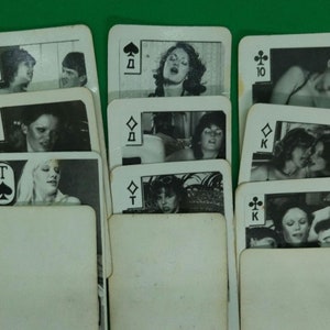 Lot de 2 cartes à jouer, filles chaudes seins nus de 1986, 36 pièces