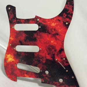 Fire Pattern Stratocaster Pickguard Custom Strat Guitar Upgrade HSS SSS 11-Hole Fender Compatible image 1