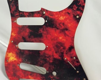 Fire Pattern Stratocaster Pickguard Custom Strat Guitar Upgrade HSS SSS 11-Hole Fender Compatible