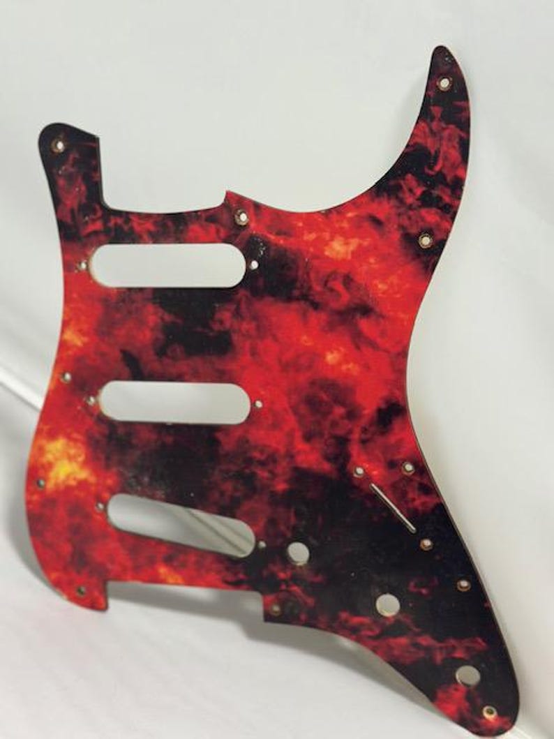Fire Pattern Stratocaster Pickguard Custom Strat Guitar Upgrade HSS SSS 11-Hole Fender Compatible image 1