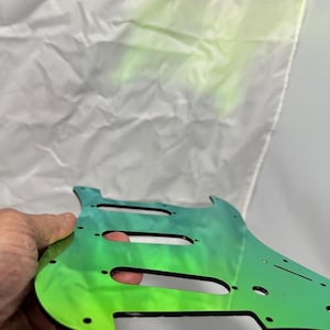 Color Shifting Chameleon Stratocaster Pickguard | Blue Green Acrylic | Custom Strat Upgrade Guitar Gift image 4