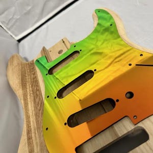 Color Shifting Chameleon Stratocaster Pickguard | Blue Green Acrylic | Custom Strat Upgrade Guitar Gift image 2