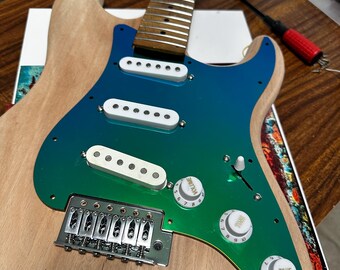 Color Shifting Strat Pickguard | Custom Guitar Accessory | Unique Color Change Effect & Vibrant Design