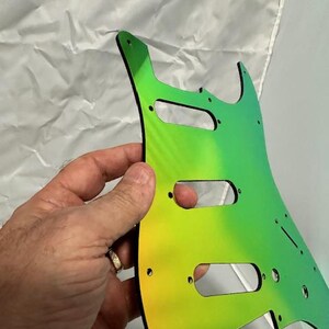 Color Shifting Chameleon Stratocaster Pickguard | Blue Green Acrylic | Custom Strat Upgrade Guitar Gift image 5