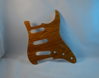 Teak Wood Acrylic Stratocaster  and TeleCaster Pickguard | Realistic Wood Grain Strat Upgrade | HSS SSS Custom Fender Fit