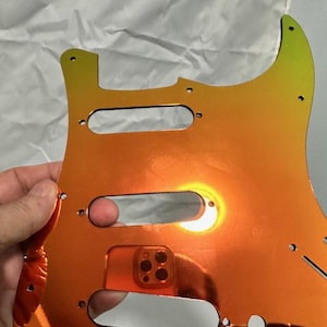 Color Shifting Chameleon Stratocaster Pickguard | Blue Green Acrylic | Custom Strat Upgrade Guitar Gift image 3