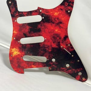 Fire Pattern Stratocaster Pickguard Custom Strat Guitar Upgrade HSS SSS 11-Hole Fender Compatible image 2