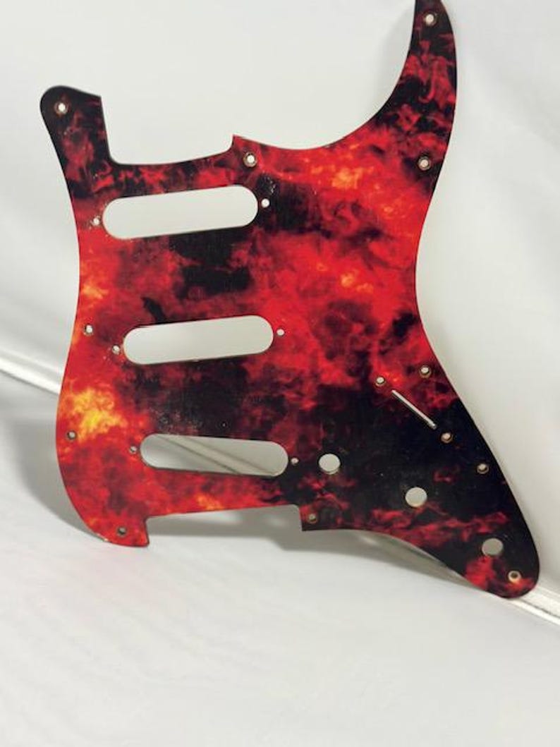 Fire Pattern Stratocaster Pickguard Custom Strat Guitar Upgrade HSS SSS 11-Hole Fender Compatible image 2