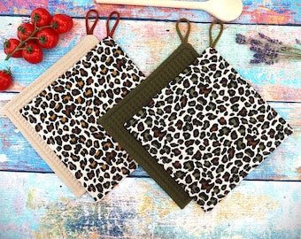 Topflappen 2er Set,Topflappen Leopard Animal Print  , modern ,Topfuntersetzer,Topflappen genäht,Muttertagsgeschenk ,Muttertag Geschenk